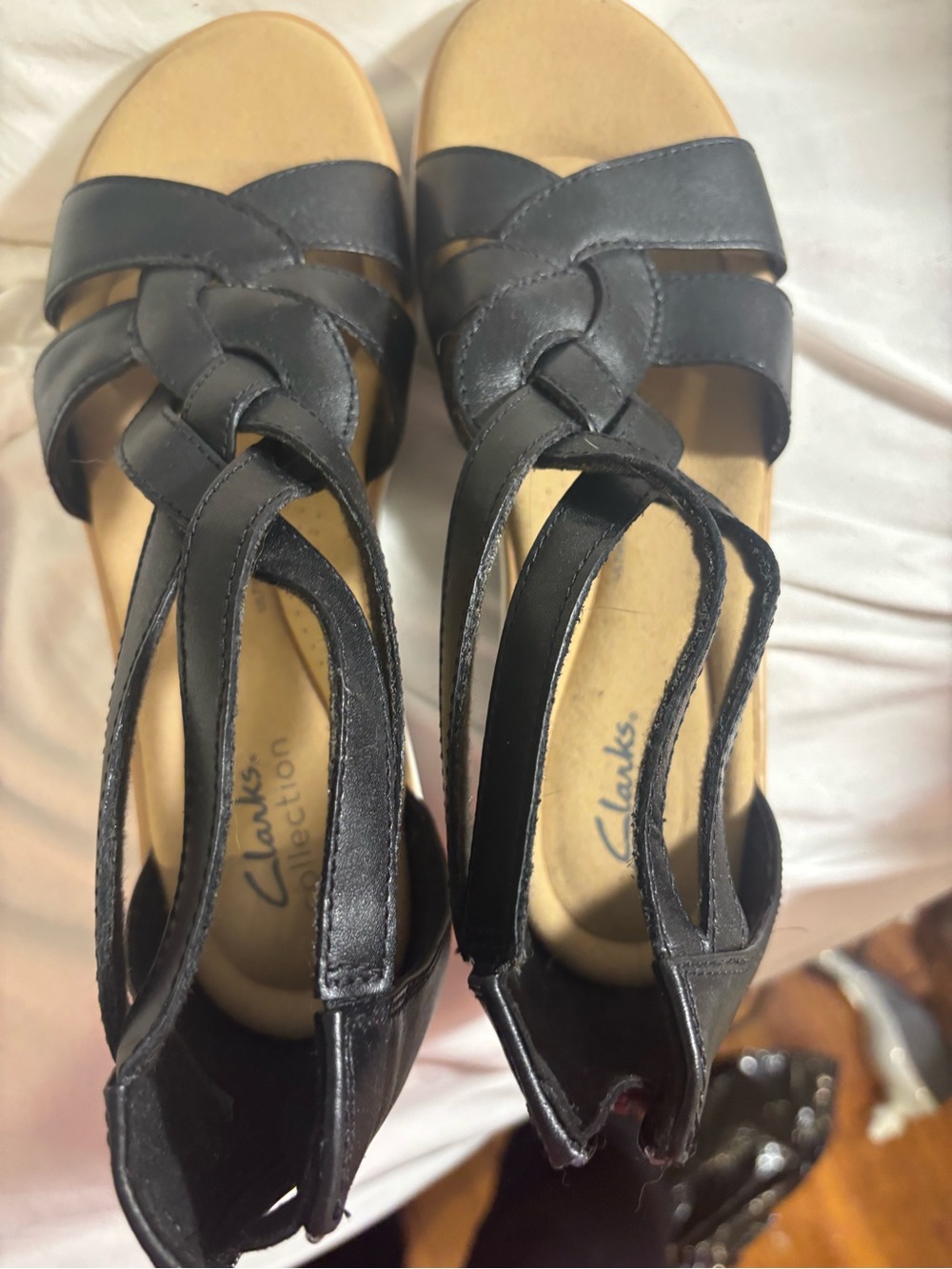 Clark’s Women’s Black Leather Strappy Wedge Sandals “Jillian Bright Sandal” - Picture 7 of 7